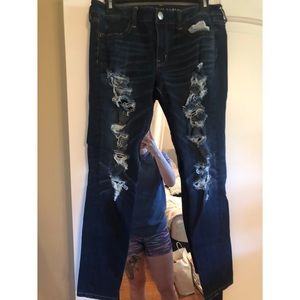 AE Dark Wash Distressed Jeggings